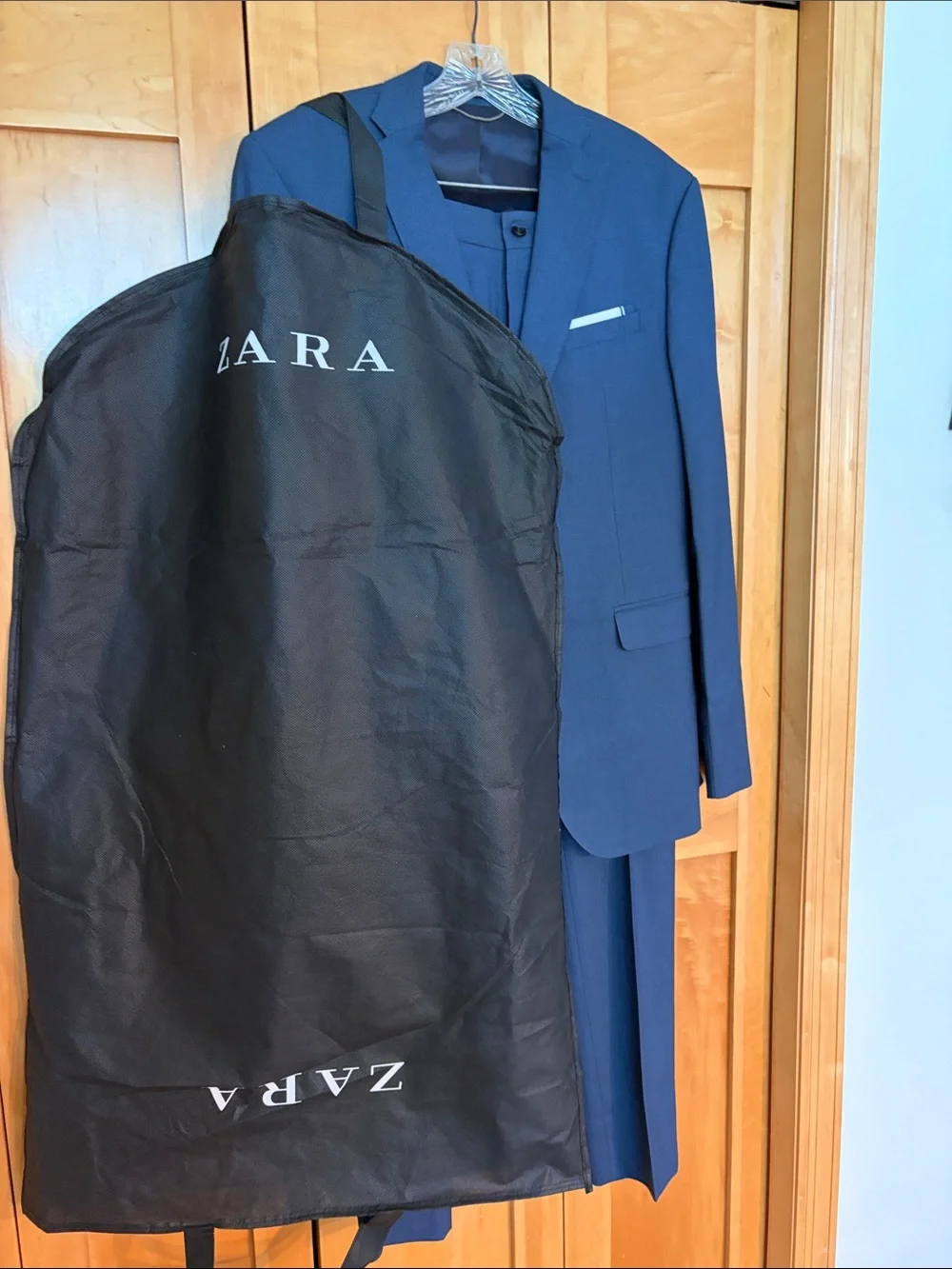 Zara Men's Navy Blue Two-Piece Suit
